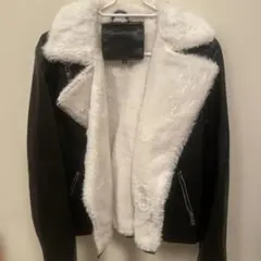 レザー ファー付きライダースジャケット