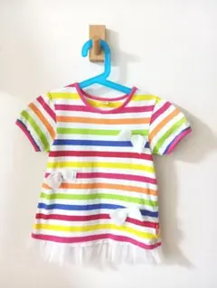 【moujonjon】カラフルボーダー柄Tシャツ120cm