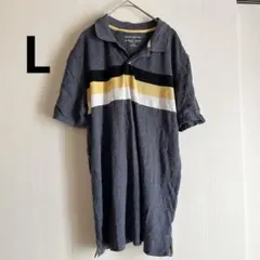 BANANA REPUBLIC ストライプ ポロシャツ 【L 】ネイビー