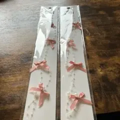 ピンクリボンとパールのヘアクリップ