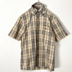 バーバリーブラックレーベル ノバチェック 半袖シャツ S ベージュ