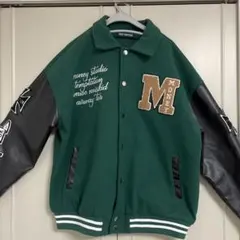 スタジャン レザー ブラック グリーン