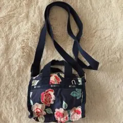 LeSportsac☆ 花柄ショルダーバッグ　バラ　ネイビー　ミニポシェット