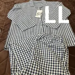 綿混　サッカーチェック パジャマ　LLサイズ