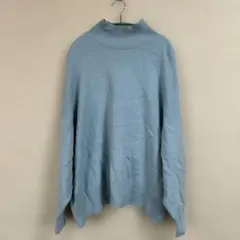 ライトブルー オーバーサイズ タートルネック ニット