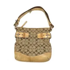 コーチ ショルダーバッグ シグネチャー キャンバス レザー ブラウン