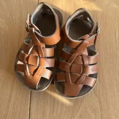Salt water キッズ用ブラウンレザーサンダル