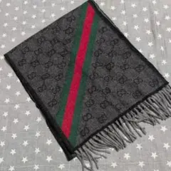 【美品】GUCCI グッチ GG柄 マフラー グレー フリンジ付きのサムネイル