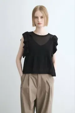 タグ付新品three dots Shimmersweater ruffletopのサムネイル