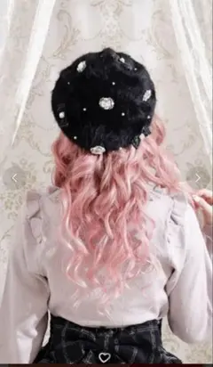 シャギーツイードリボンベレー帽 黒NOEMIE ノエミー