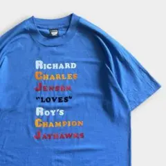 USA製 90s SCREEN STARS メッセージ系 ブルー Tシャツ