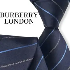 良品✨BURBERRY LONDON ネクタイ　バーバリー　ロゴ　ネイビー