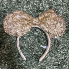 ゴールドスパンコール リボン ミニー カチューシャ ディズニー