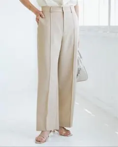 ROPE PICNIC リネンライク ピンタックワイドスラックスパンツ