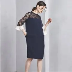 ドレス　ワンピース　フリッカ　ユナイテッドアローズ　ネイビー　Sサイズ