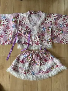 ピンク花柄浴衣ドレス