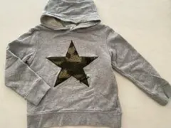 GLOBAL WORK グレー トレーナー Lサイズ（120） 迷彩星　フード付