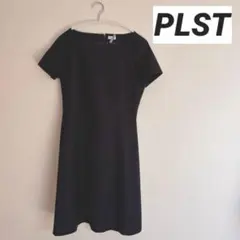 PLST 黒 半袖 Aライン ワンピース　ブラック　入学式　卒業式　フォーマル