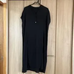 ブラック ノースリーブシャツワンピース
