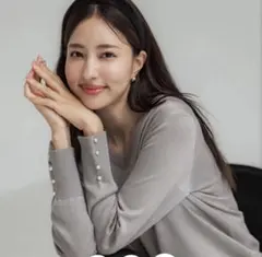 coca 袖パールVネックニット