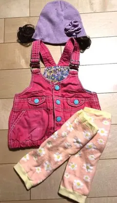 女の子　70 ベビー　ピンク　帽子 お出かけ　秋服　紫　パープル　ジャンスカ