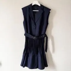 SATURDAY CLUB ノースリーブシャツワンピース ネイビー