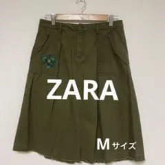 ZARA ザラ デニムスカートカーキ 深緑 大きめ　ゆったり人気色希少