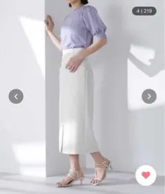 【NATURAL BEAUTY BAISIC】リネンライクアウトポケットスカート