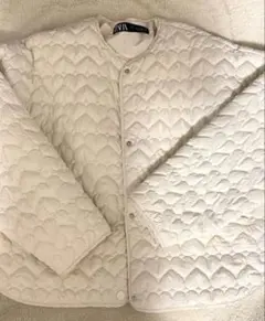 ZARA ブラック ハートキルティングジャケット S アイボリー