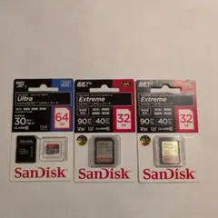 新品 SanDisk microSDXC 64GB ＆ SDHC 32GB×2