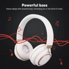 ワイヤレスヘッドホン　白　コンパクト　音楽　ゲーム　高音質　Bluetooth