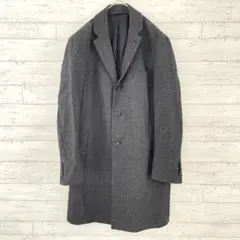スーツセレクト ヘリンボーン チェスター コート 【L】ウール混 ビジネス 紳士