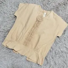 INGEBORG フラワーモチーフ 半袖トップス ベージュ　訳アリ