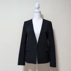 ジーユー　ウォッシャブルノーカラージャケット　レディース　ネイビー　M