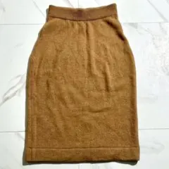 シャネル カシミヤ100％ ニット 膝丈タイトスカート ウエストゴム ブラウンのサムネイル
