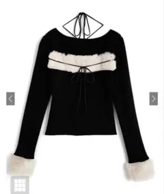 GRL ファーホルターネックリボンニットトップスru1387 新品タグ付き