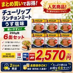 チューリップ ランチョンミート うす塩 6缶 250g 保存食 備蓄 スパムのサムネイル