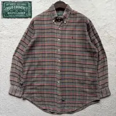 【激レア】ポロカントリー 長袖シャツ 起毛コットン ポニー刺繍 チェック柄 L