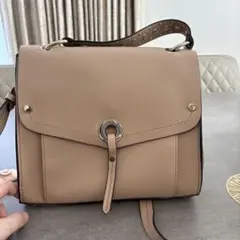 ZARA ベージュ フラップ式ショルダーバッグ