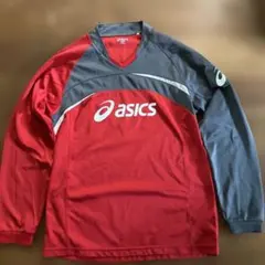 asics 長袖シャツ レッド グレー Mサイズのサムネイル