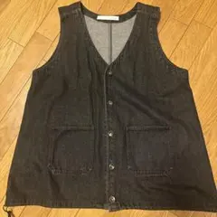 デニム ボタン付きベスト　フリーサイズ