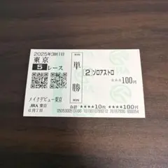ゾロアストロ　メイクデビュー東京　現地単勝馬券