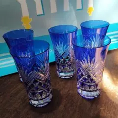 日曜日限定お値下げ　切子　青　グラスセット