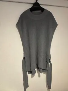 SNIDEL グレー ニットベスト サイドリボン付き