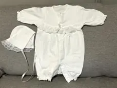 ベビードレス セレモニードレス 新生児 帽子付き 50-60cm