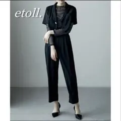 etoll. 3piecesジャケット＆パンツセットアップドレス エトル M 黒