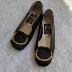 極美品 ✨️MIHAMA フラットカッターシューズ シボ革フリンジ ゴールド金具