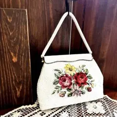 プチポアン　ハンドバッグ ニードルポイント　刺繍 プチポアン ❤︎ プチポワン 刺繍 ハンドバッグ フランス製