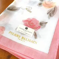 新品　PIERRE BALMAIN 花柄ハンカチ 42×42　薔薇　ピンク