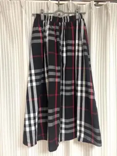 K&M ケーアンドエム　チェック柄　フレアロングスカート　ウエストゴム